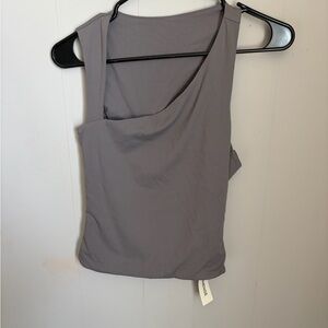 Commense Gray Asymmetric One-Shoulder Women's Top